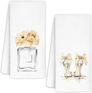 Pale Yellow Coquette Bow High Heel Perfume Decorative Hand Towels for Bathroom Set of 2, Women Fashion Light Yellow Bathroom Bath Hand Towels for Yoga Swim Hotel Spa Decor, 16x24 Inch Pale Yellow Coquette Bow High Heel Perfume Decorative Hand Towels for Bathroom Set of 2, Women Fashion Light Yellow Bathroom Bath Hand Towels for Yoga Swim Hotel Spa Decor, 16x24 Inch