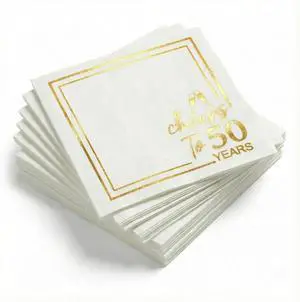 50Pcs Cheers to 50 Years Cocktail Napkins, Gold Foil Birthday Decorations | Party Dinner Lunch Kitchen Anniversary Decoration, Disposable Decorative Guest Hand Towels 50Pcs Cheers to 50 Years Cocktail Napkins, Gold Foil Birthday Decorations | Party Dinner Lunch Kitchen Anniversary Decoration, Disposable Decorative Guest Hand Towels