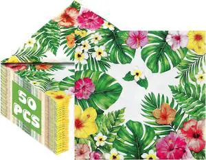 50 Pcs Hawaiian Hibiscus Napkins, Tropical Party Decorations, Disposable Floral Palm Leaf Paper Towels Aloha Dinnerware 2 Ply for Summer Luau Hawaiian Theme Birthday BBQ Pool Party Supplies, 6.5 Inch 50 Pcs Hawaiian Hibiscus Napkins, Tropical Party Decorations, Disposable Floral Palm Leaf Paper Towels Aloha Dinnerware 2 Ply for Summer Luau Hawaiian Theme Birthday BBQ Pool Party Supplies, 6.5 Inch