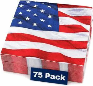 Iconikal 75-Pack American Flag Disposable Dinner Napkins Party Supplies Iconikal 75-Pack American Flag Disposable Dinner Napkins Party Supplies