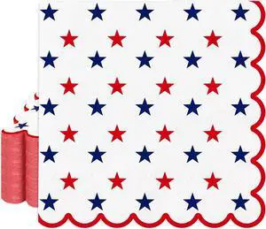 FYSUIMU 50 Pcs Patriotic Paper Napkin 250th Anniversary Scalloped Disposable Luncheon Napkins Red Blue Star Decorative Dinner Napkin for 4th of July Independence Day Party Tableware Supplies FYSUIMU 50 Pcs Patriotic Paper Napkin 250th Anniversary Scalloped Disposable Luncheon Napkins Red Blue Star Decorative Dinner Napkin for 4th of July Independence Day Party Tableware Supplies