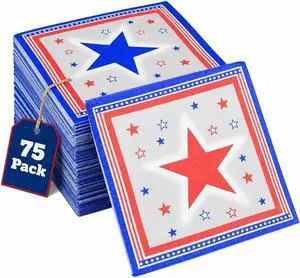 Iconikal 75 Pack Disposable Americana Paper Napkins 6.5 x 6.5" Star Iconikal 75 Pack Disposable Americana Paper Napkins 6.5 x 6.5" Star