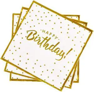 Gatherfun Birthday Party Supplies Napkins Disposable Paper Napkins with Gold Stamping for Adults and Kids Birthday Party6.5X6.5 in, 3-Ply, 50-Pack) Gatherfun Birthday Party Supplies Napkins Disposable Paper Napkins with Gold Stamping for Adults and Kids Birthday Party6.5X6.5 in, 3-Ply, 50-Pack)