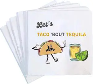 Taco and Tequila Cocktail Napkins, 50 Pack White, Funny Fiesta Napkin for Margaritas, Mexican Party Decorations, Cinco de Mayo, Bachelorette Supplies Taco and Tequila Cocktail Napkins, 50 Pack White, Funny Fiesta Napkin for Margaritas, Mexican Party Decorations, Cinco de Mayo, Bachelorette Supplies