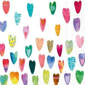 Boston International - C844300 Boston International IHR 3-Ply Cocktail Beverage Paper Napkins, 5 x 5-Inches, Rainbow Hearts Boston International - C844300 Boston International IHR 3-Ply Cocktail Beverage Paper Napkins, 5 x 5-Inches, Rainbow Hearts