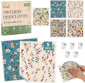 wlich 5 Pack Swedish Dishcloths, Reusable Kitchen Towels with Clips, Plant | Non-Scratch Kitchen Towels and Dishcloths Sets, Washable Swedish Dish Cloths with Clips, for Dishes, Counters, Glass, Sink wlich 5 Pack Swedish Dishcloths, Reusable Kitchen Towels with Clips, Plant | Non-Scratch Kitchen Towels and Dishcloths Sets, Washable Swedish Dish Cloths with Clips, for Dishes, Counters, Glass, Sink