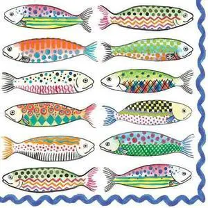 MACKENZIE-CHILDS Cocktail Paper Napkin Pack, Go Fish | Decorative triple-ply dinner napkins, 5" sq. folded, 9.75" sq. unfolded, pack of 20 MACKENZIE-CHILDS Cocktail Paper Napkin Pack, Go Fish | Decorative triple-ply dinner napkins, 5" sq. folded, 9.75" sq. unfolded, pack of 20