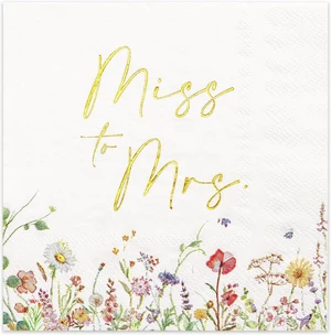 Crisky 3-Ply Floral Bridal Shower Napkins - Gold Foil Miss to Mrs Paper Disposable Napkins for Engagement/Bridal Shower/Wedding/Bachelorette Party Decoration, 50 Counts Crisky 3-Ply Floral Bridal Shower Napkins - Gold Foil Miss to Mrs Paper Disposable Napkins for Engagement/Bridal Shower/Wedding/Bachelorette Party Decoration, 50 Counts