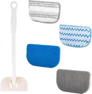 Tub Brush Scrubber with Long Handle, Durable Tub Scrubber with 4 Versatile Cleaning Heads, No-Scratch, Powerful Deep-Clean Tile Scrubbers, for Shower Bathroom Kitchen Bathtub Toilet Tub Brush Scrubber with Long Handle, Durable Tub Scrubber with 4 Versatile Cleaning Heads, No-Scratch, Powerful Deep-Clean Tile Scrubbers, for Shower Bathroom Kitchen Bathtub Toilet