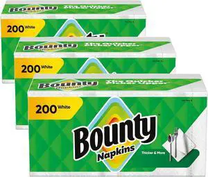 Bounty Paper Napkins, White, Packaging may vary, 200 Count (Pack of 3) Bounty Paper Napkins, White, Packaging may vary, 200 Count (Pack of 3)