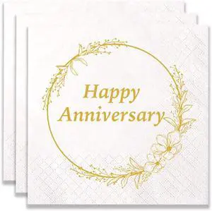 100 Count of Disposable Happy Anniversary Paper Napkins for Anniversary Event Birthday Party Wedding Decoration 100 Count of Disposable Happy Anniversary Paper Napkins for Anniversary Event Birthday Party Wedding Decoration