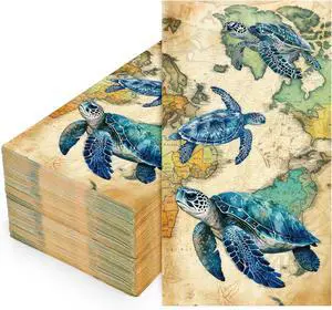 FYSUIMU 50 Pcs Paper Napkins Sea Turtle Guest Napkins Vintage Ocean Animal Disposable Napkin Summer Dinner Paper Hand Towels for Bathroom Birthday Holiday Party Table Supplies FYSUIMU 50 Pcs Paper Napkins Sea Turtle Guest Napkins Vintage Ocean Animal Disposable Napkin Summer Dinner Paper Hand Towels for Bathroom Birthday Holiday Party Table Supplies