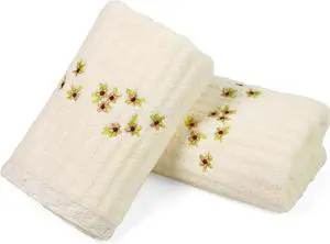 Jacquotha Cream Floral Hand Towels Set of 2 - Quick Dry & Soft | Embroidery Hand Towel for Bathroom Kitchen Decor, 13x29 Inches Jacquotha Cream Floral Hand Towels Set of 2 - Quick Dry & Soft | Embroidery Hand Towel for Bathroom Kitchen Decor, 13x29 Inches