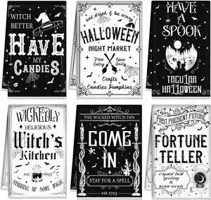 Ganeen 6 Pcs Halloween Kitchen Towels Fall Witch Ghost Towel Set | Witch Ghost Sayings, Soft Cotton Hand Cloths for Dish Drying Baking, Autumn Party Decor, Absorbent Bathroom Kitchen Ganeen 6 Pcs Halloween Kitchen Towels Fall Witch Ghost Towel Set | Witch Ghost Sayings, Soft Cotton Hand Cloths for Dish Drying Baking, Autumn Party Decor, Absorbent Bathroom Kitchen