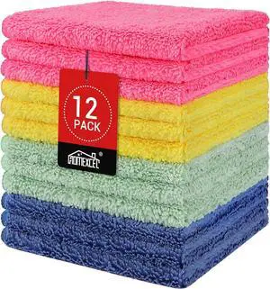 HOMEXCEL Washcloths 12PK, Ultra Soft&Highly Absorbent Face Towels, 12X12 in | Multi-Purpose Towels, Microfiber Wash Cloths for Bathroom, Hotel, Spa, Gym, and Kitchen, Machine Washable, Assorted Set HOMEXCEL Washcloths 12PK, Ultra Soft&Highly Absorbent Face Towels, 12X12 in | Multi-Purpose Towels, Microfiber Wash Cloths for Bathroom, Hotel, Spa, Gym, and Kitchen, Machine Washable, Assorted Set