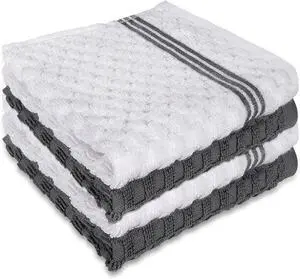 Washcloths Set, 4-Pack Cotton Wash Cloths, 12x12 Inch, White/Grey | Highly Absorbent and Soft Feel Fingertip Towels, Machine Washable Washcloths for Bathroom, Gym, Hotel, Spa and Kitchen Washcloths Set, 4-Pack Cotton Wash Cloths, 12x12 Inch, White/Grey | Highly Absorbent and Soft Feel Fingertip Towels, Machine Washable Washcloths for Bathroom, Gym, Hotel, Spa and Kitchen