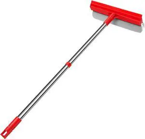 Window Squeegee with 18.5"-28.5" Retractable Handle, 2-in-1 Squeegee for Window Cleaning Tool for Cars, Trucks, Glass Doors, Shower, Outdoor Windows Window Cleaner (Red) Window Squeegee with 18.5"-28.5" Retractable Handle, 2-in-1 Squeegee for Window Cleaning Tool for Cars, Trucks, Glass Doors, Shower, Outdoor Windows Window Cleaner (Red)