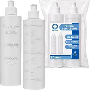 Vakly Perineal Bottle 8 oz, Postpartum Squirt Bottle with Graduations 2 PK | Refillable hygiene bottle with angled nozzle for personal cleansing, bidet use, and postpartum care Vakly Perineal Bottle 8 oz, Postpartum Squirt Bottle with Graduations 2 PK | Refillable hygiene bottle with angled nozzle for personal cleansing, bidet use, and postpartum care