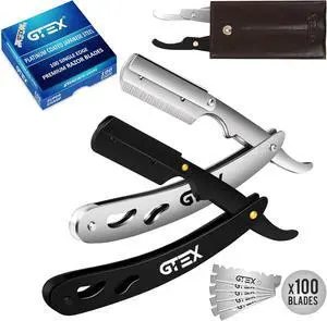 Straight Razors For Men 100 GTEX Barber Razor Blades - 2 Professional Single Blade Razors for Men Navajas Para Barbero Straight Edge Razor Barber Beard Razor Shavette Shaving Razor Kit Straight Razors For Men 100 GTEX Barber Razor Blades - 2 Professional Single Blade Razors for Men Navajas Para Barbero Straight Edge Razor Barber Beard Razor Shavette Shaving Razor Kit