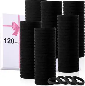 LuSeren 120PCS Black Hair Ties for Thick Hair Seamless No Damage Elastic Ponytail Holders, Black Hair Band,Bulk Nylon Hair Elastics for Women LuSeren 120PCS Black Hair Ties for Thick Hair Seamless No Damage Elastic Ponytail Holders, Black Hair Band,Bulk Nylon Hair Elastics for Women