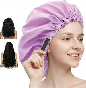 Aquior Shower Cap,Extra Adjustable Shower Caps for Women Double-Layer Waterproof Reusable Hair Cap, Large Size Hair Cap for All Hair,for Girls Spa Bath,Soft and Comfortable (Purple) Aquior Shower Cap,Extra Adjustable Shower Caps for Women Double-Layer Waterproof Reusable Hair Cap, Large Size Hair Cap for All Hair,for Girls Spa Bath,Soft and Comfortable (Purple)