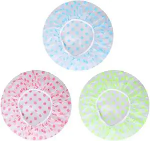 Shower Cap, 3 Pcs Waterproof Reusable Shower Caps Bath Hair Hat Shower Cap, 3 Pcs Waterproof Reusable Shower Caps Bath Hair Hat