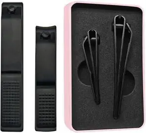 Nail Clippers Set Sharp Black Nail Cutter Fingernail Toenail Clipper with Case Large and Small 2 Piece (Pink case) Nail Clippers Set Sharp Black Nail Cutter Fingernail Toenail Clipper with Case Large and Small 2 Piece (Pink case)