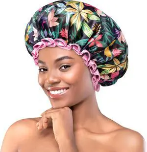 mikimini Shower Cap for Women Long Hair Reusable, Medium, Rainforest mikimini Shower Cap for Women Long Hair Reusable, Medium, Rainforest