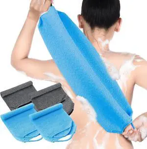 Moukeren Exfoliating Back Scrubber with Handles 4 Pack Nylon Back Exfoliator Extended Length Washers Scrubbers Stretchable Pull Strap Exfoliating Washcloth(Gray, Deep Blue) Moukeren Exfoliating Back Scrubber with Handles 4 Pack Nylon Back Exfoliator Extended Length Washers Scrubbers Stretchable Pull Strap Exfoliating Washcloth(Gray, Deep Blue)