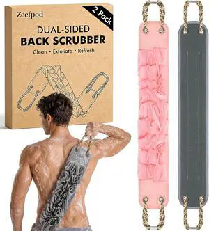 Dual-Sided Back Scrubber for Shower, Exfoliating Back Washer, 2 Pack Dual-Sided Back Scrubber for Shower, Exfoliating Back Washer, 2 Pack