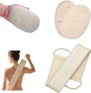 Natural Loofah Exfoliating Body Scrubber, 2-Piece Bath Set Natural Loofah Exfoliating Body Scrubber, 2-Piece Bath Set