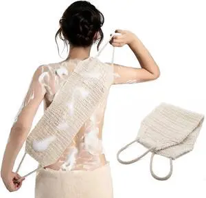 Natural Sisal & Ramie Exfoliating Back Scrubber for Shower with Handle - Deep Cleanse Back Scrubber, Scrub Spa Tool for Glowing Skin & Whole Body Care Natural Sisal & Ramie Exfoliating Back Scrubber for Shower with Handle - Deep Cleanse Back Scrubber, Scrub Spa Tool for Glowing Skin & Whole Body Care