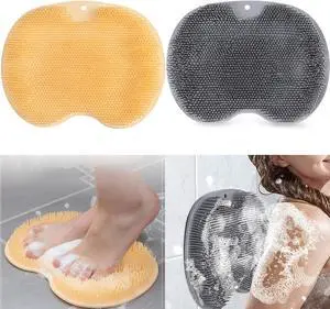 2pc Shower Foot & Back Scrubber, Wall Mounted Massage Pad, Silicone Bath Massage Cushion Brush with Suction Cups for Body Scrubber Improve Foot Circulation & Soothes Tired Feet 2pc Shower Foot & Back Scrubber, Wall Mounted Massage Pad, Silicone Bath Massage Cushion Brush with Suction Cups for Body Scrubber Improve Foot Circulation & Soothes Tired Feet