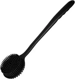 Silicone Back Scrubber for Shower Body Brush with Long Handle Double Sided Bath Exfoliating Massage Brushes Men Women (Black) Silicone Back Scrubber for Shower Body Brush with Long Handle Double Sided Bath Exfoliating Massage Brushes Men Women (Black)