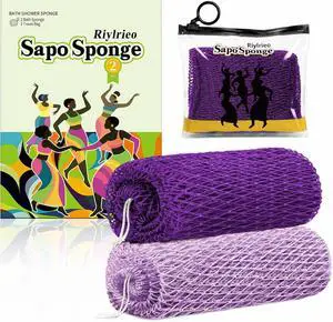 African Net Sponge for Shower, 2PCS Exfoliating Shower Sponge with Waterproof Travel Bag, Quick-Drying African Wash Cloth for Deep Cleansing & Smooth Skin (Deep Purple & Lavender Purple) African Net Sponge for Shower, 2PCS Exfoliating Shower Sponge with Waterproof Travel Bag, Quick-Drying African Wash Cloth for Deep Cleansing & Smooth Skin (Deep Purple & Lavender Purple)