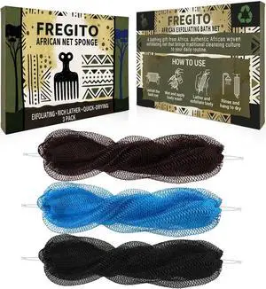 African Net Sponge Authentic, 3Pcs Shower Exfoliating Bath Sponge African Net Sponge Authentic, 3Pcs Shower Exfoliating Bath Sponge