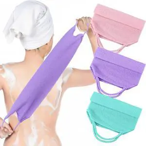 Exfoliating Washcloth with Handles, 3Pcs Back Exfoliator Body Scrub Towel Exfoliating Washcloth with Handles, 3Pcs Back Exfoliator Body Scrub Towel