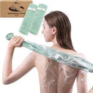 myHomeBody Exfoliating Washcloths for Showering, Light Green, Set of 2 myHomeBody Exfoliating Washcloths for Showering, Light Green, Set of 2