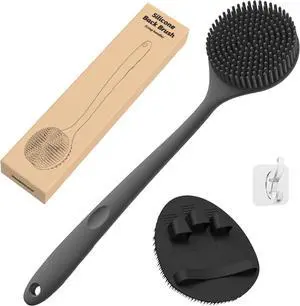 Manmihealth Silicone Back Scrubber & Soft Bath Glove Set 2PCS Black Manmihealth Silicone Back Scrubber & Soft Bath Glove Set 2PCS Black