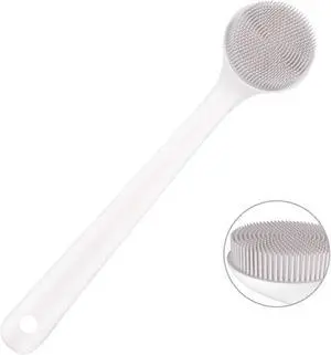 Silicone Back Scrubber for Shower, Exfoliating Body Scrubber with Handle, Soft Shower Scrub Exfoliator Brush for Men and Women, BPA Free, Non-Slip (Grey) Silicone Back Scrubber for Shower, Exfoliating Body Scrubber with Handle, Soft Shower Scrub Exfoliator Brush for Men and Women, BPA Free, Non-Slip (Grey)