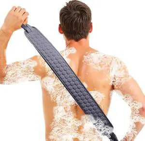 Back Scrubber for Shower with Handles, 40 Inch Extra Long Double-Sided Exfoliating Bath Strap, Textured Body Washer with Extended Reach for Deep Cleaning (Grey) Back Scrubber for Shower with Handles, 40 Inch Extra Long Double-Sided Exfoliating Bath Strap, Textured Body Washer with Extended Reach for Deep Cleaning (Grey)