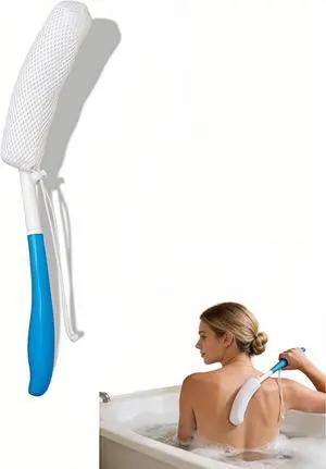 Long Handle Bath Brush for Elderly, Shower Scrubber for Back Exfoliation, Non-Slip Grip for Seniors & Pregnant Women, 15.35 Inch Body Scrubber for Effortless Independence, Blue Long Handle Bath Brush for Elderly, Shower Scrubber for Back Exfoliation, Non-Slip Grip for Seniors & Pregnant Women, 15.35 Inch Body Scrubber for Effortless Independence, Blue