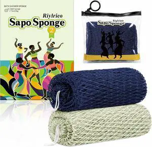 African Net Sponge for Shower, 2PCS Exfoliating Shower Sponge with Waterproof Travel Bag, Quick-Drying African Wash Cloth for Deep Cleansing & Smooth Skin (Navy Blue & Sage Green) African Net Sponge for Shower, 2PCS Exfoliating Shower Sponge with Waterproof Travel Bag, Quick-Drying African Wash Cloth for Deep Cleansing & Smooth Skin (Navy Blue & Sage Green)