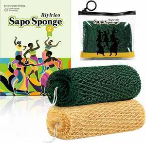 African Net Sponge for Shower, 2PCS Exfoliating Shower Sponge with Waterproof Travel Bag, Quick-Drying African Wash Cloth for Deep Cleansing & Smooth Skin (Forest Green & Gold) African Net Sponge for Shower, 2PCS Exfoliating Shower Sponge with Waterproof Travel Bag, Quick-Drying African Wash Cloth for Deep Cleansing & Smooth Skin (Forest Green & Gold)