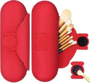 Travel Silicone Makeup Brush Holder with Cleaning Pad and Magnetic Closure Travel Silicone Makeup Brush Holder with Cleaning Pad and Magnetic Closure
