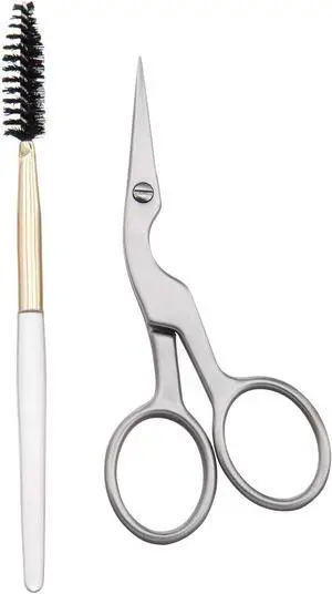 Brow Shaping Scissors and Brush - Stainless Steel Eyebrow Trimming Scissors for Women and Men (Silver) Brow Shaping Scissors and Brush - Stainless Steel Eyebrow Trimming Scissors for Women and Men (Silver)