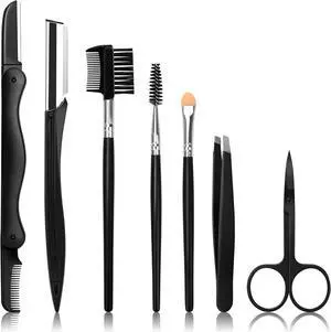 Eyebrow Razor, 7 in 1 Brow Kit, Eyebrow Trimmer Set Including Brow Razors, Brush, Scissors, Tweezers, with Plastic Box for Women Men Eyelash Facial Grooming Eyebrow Razor, 7 in 1 Brow Kit, Eyebrow Trimmer Set Including Brow Razors, Brush, Scissors, Tweezers, with Plastic Box for Women Men Eyelash Facial Grooming