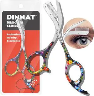 Eyebrow Scissors With Comb, Facial Grooming Scissors Kit, Professional Precision Eyebrow Trimmer Scissors,Perfect For Gifts For Women and Men (Black Flower) Eyebrow Scissors With Comb, Facial Grooming Scissors Kit, Professional Precision Eyebrow Trimmer Scissors,Perfect For Gifts For Women and Men (Black Flower)