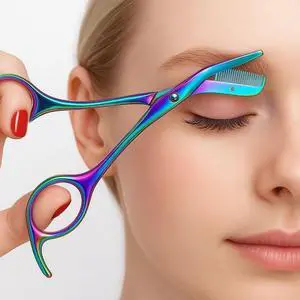 Eyebrow Scissors with Comb - Stainless Steel Eyebrow Trimmer for Women and Men, Facial Grooming Scissors Kit, Professional Precision Eyebrow Trimmer,Perfect For Gifts for Men and Women,Rainbow Eyebrow Scissors with Comb - Stainless Steel Eyebrow Trimmer for Women and Men, Facial Grooming Scissors Kit, Professional Precision Eyebrow Trimmer,Perfect For Gifts for Men and Women,Rainbow