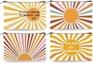 4Pcs Sunshine Canvas Makeup Bags Cosmetic Pouches for Women 4Pcs Sunshine Canvas Makeup Bags Cosmetic Pouches for Women
